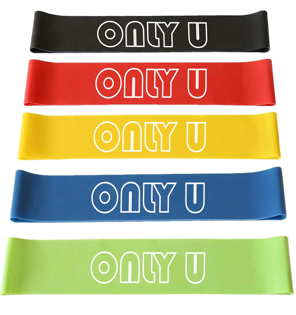 Resistance Bands Set - Exercise Fitness Yoga & Pilates Bands Kit for Home Gym Workout for All Levels of Fitness Set of 5 Bands with Different Resistance Carry Bag