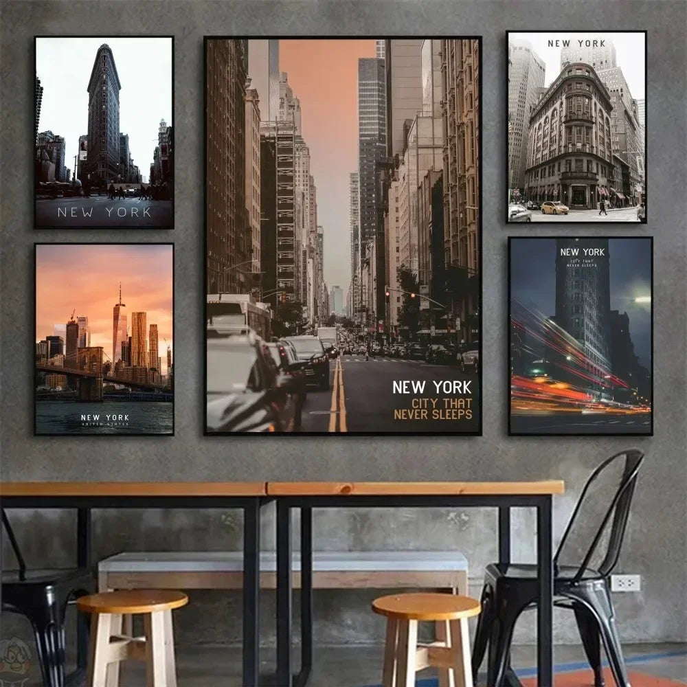 Modern New York City Manhattan Night View Lanscape Art Poste Poster HD Posters Home Room Bar Cafe Decor Art Wall Painting