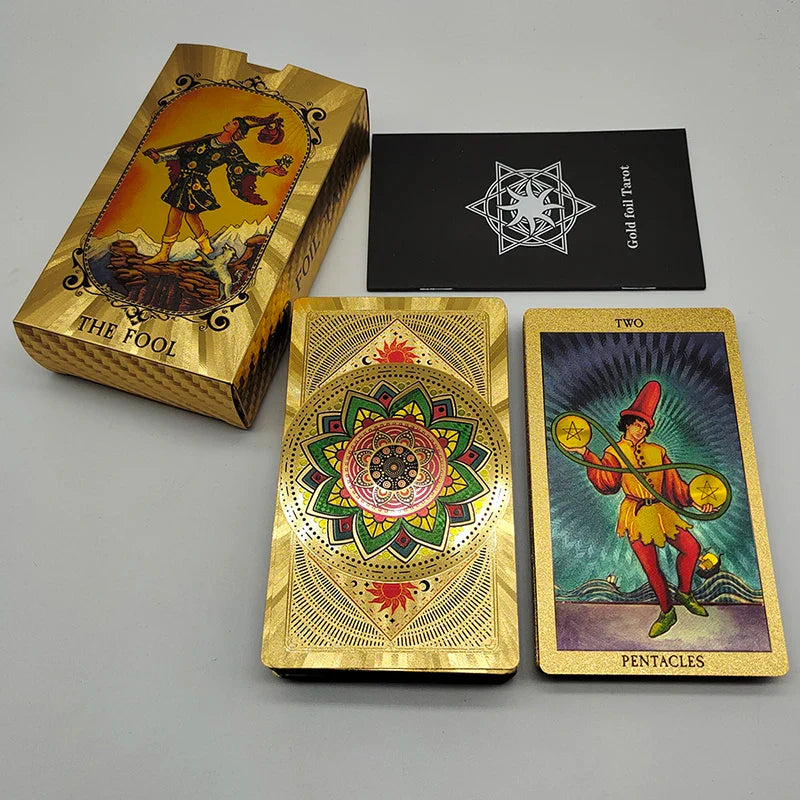 New Version Plastic Tarot Rider Waite Waterproof Gold Foil Tarot Deck With Nice PVC Package Prediction Cards Game