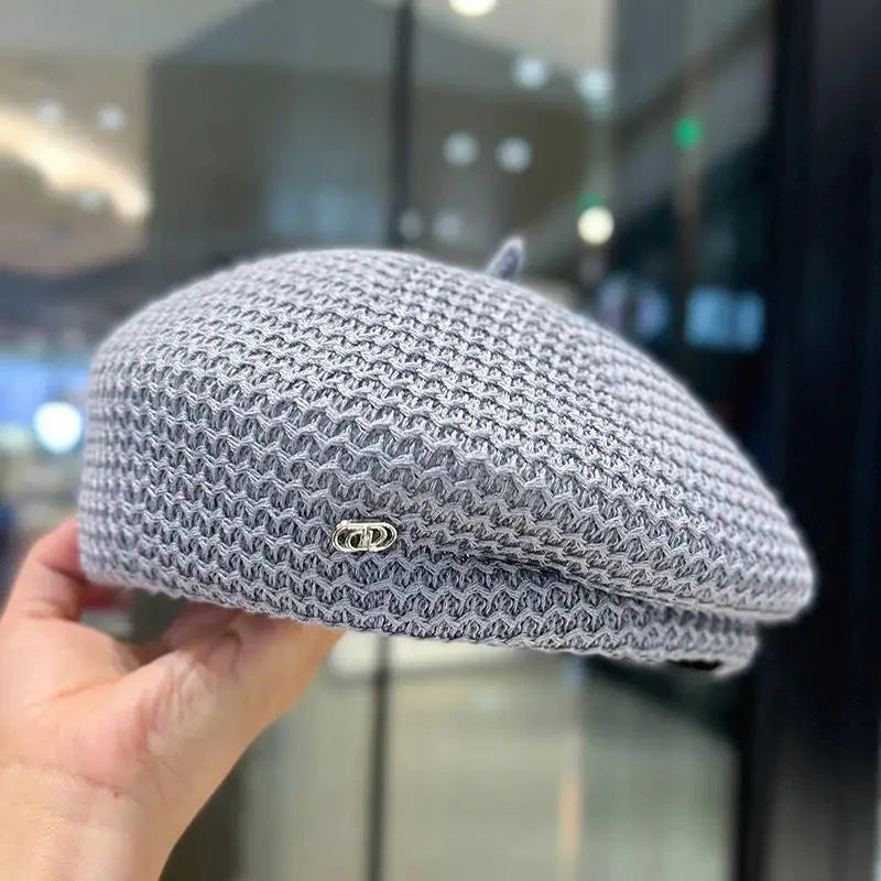 Women’s Pleated Paper Straw Beret Lightweight Summer Hat