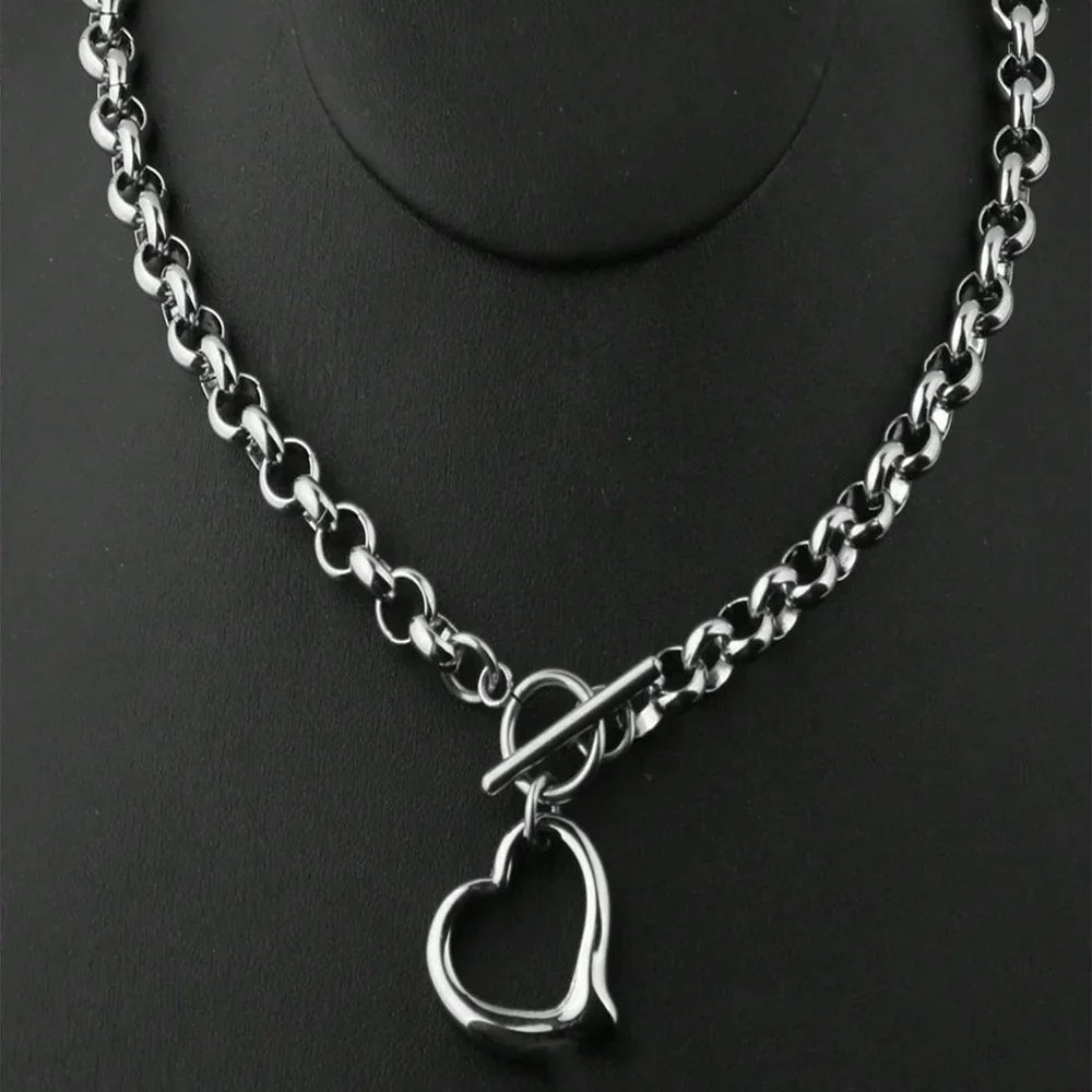 Aomogo Set INS Exquisite Love Fashion Stainless Steel Bracelet Earrings Necklace Pendant Set Women's Daily Goods Party Favors