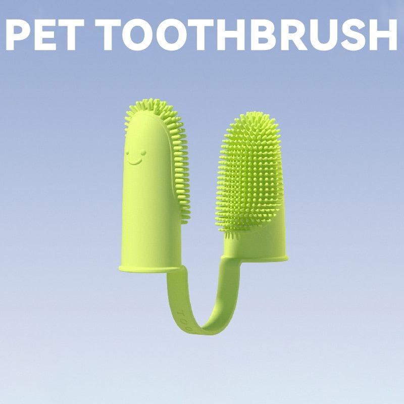 Dual Finger Pet Toothbrush for Dogs & Cats - Pastel Silicone Tool