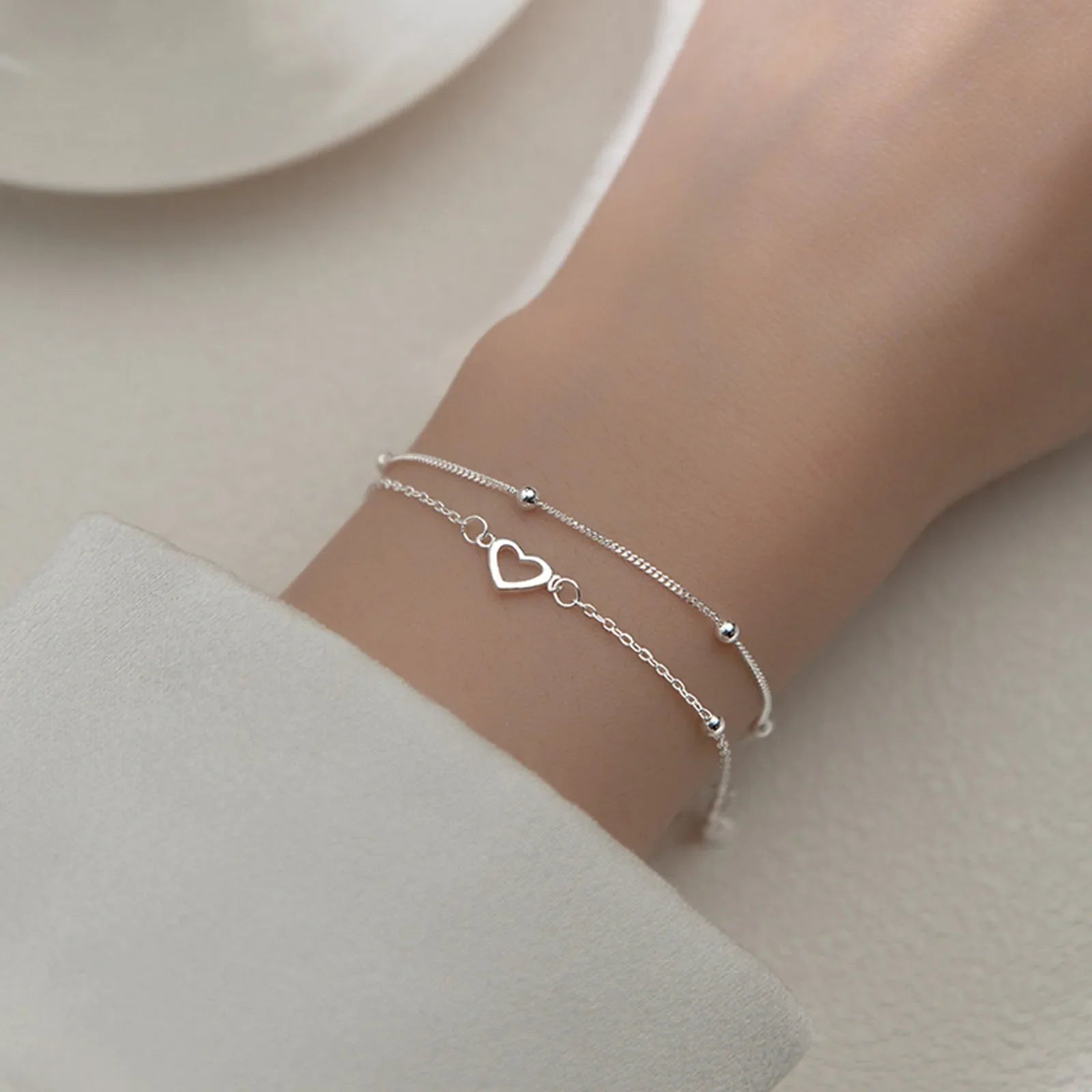 925 Silver Diamond-Studded Butterfly Bracelet Women's Fashion Temperament Flower Adjustable Bracelet
