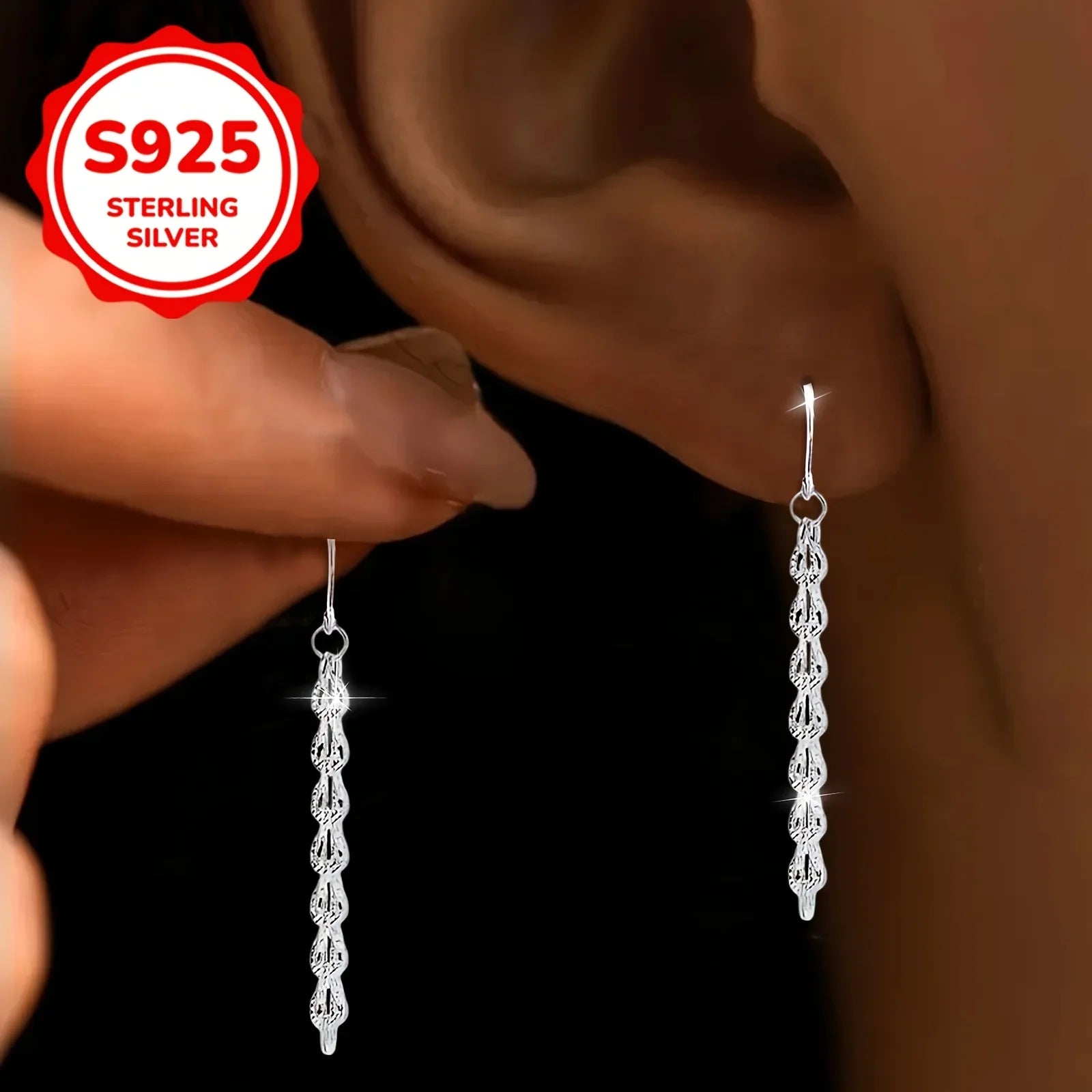 Ladies' simple and casual S925 silver phoenix-tail hook earrings, hypoallergenic earrings for daily wear by women