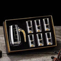 7pcs/set Gold Foil Small Wine Cup Bai Jiu Dispenser Small Household Wine Cup Glass Crystal Wine Set Spirits Cup