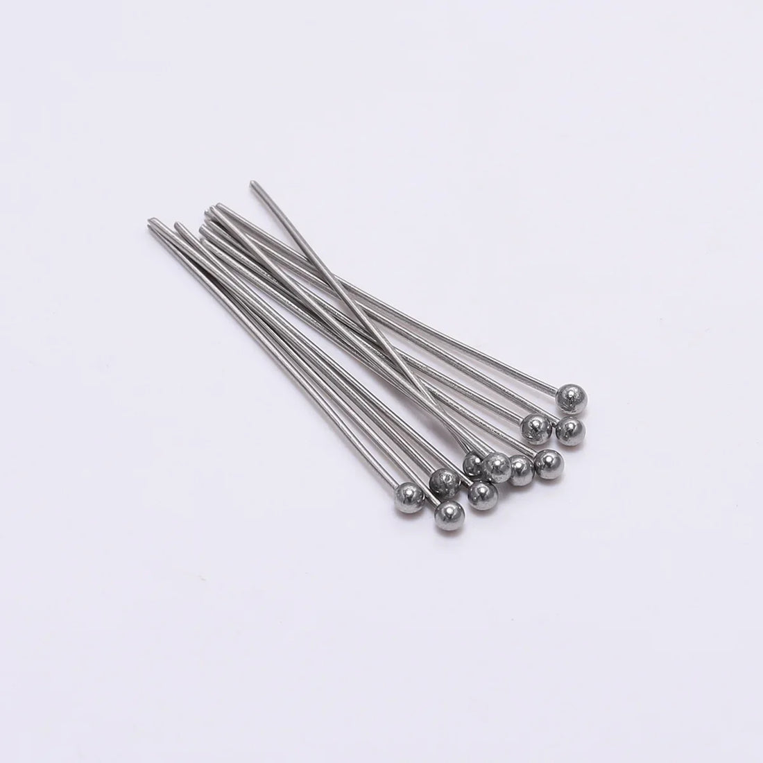 100pcs/Pack Stainless Steel 15-50mm Silver Ball Head Pins For Handmade DIY Jewelry Making Headpin Findings Accessories