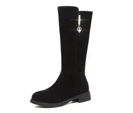 Women's Black Mid-Calf Winter Boots with Heart Zipper Detail - Image 24