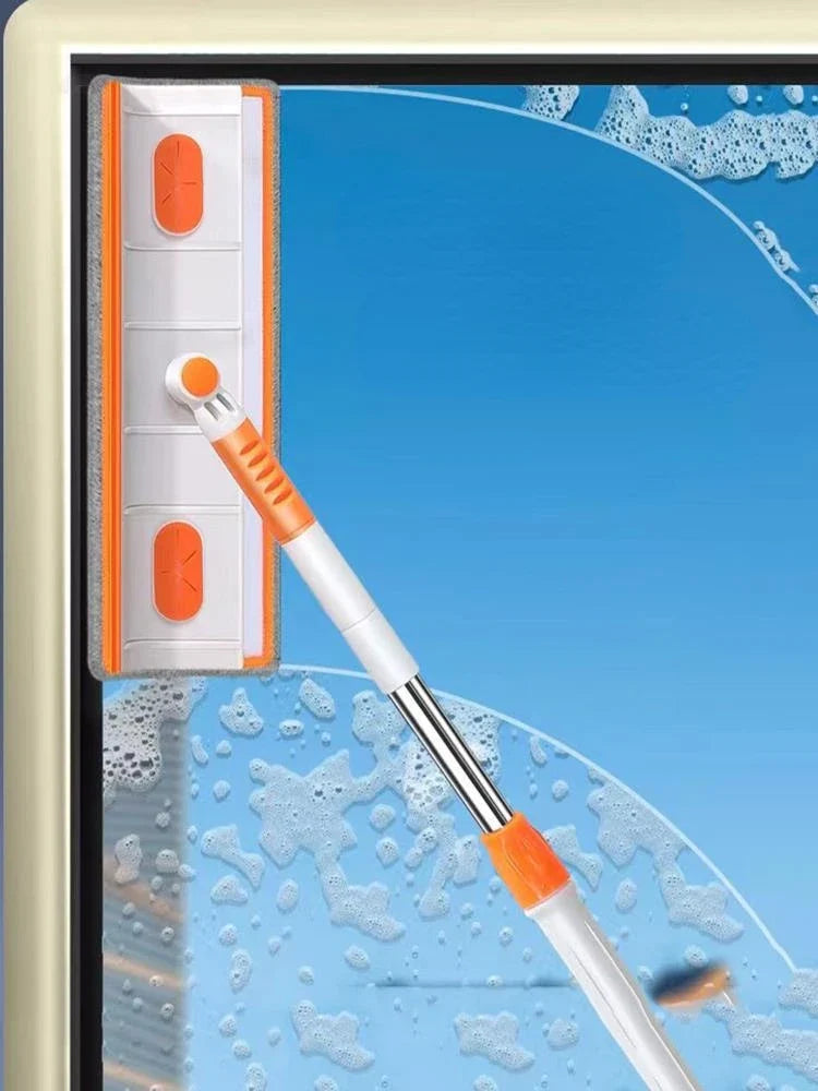 Telescopic Window Cleaning Mop – Microfiber Glass Squeegee & Scraper