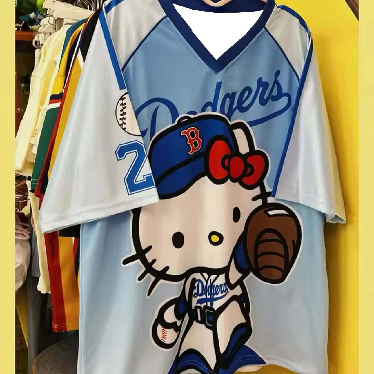 Women Baseball Graphic V-Neck Tee Lightweight Casual Shirt - Image 3