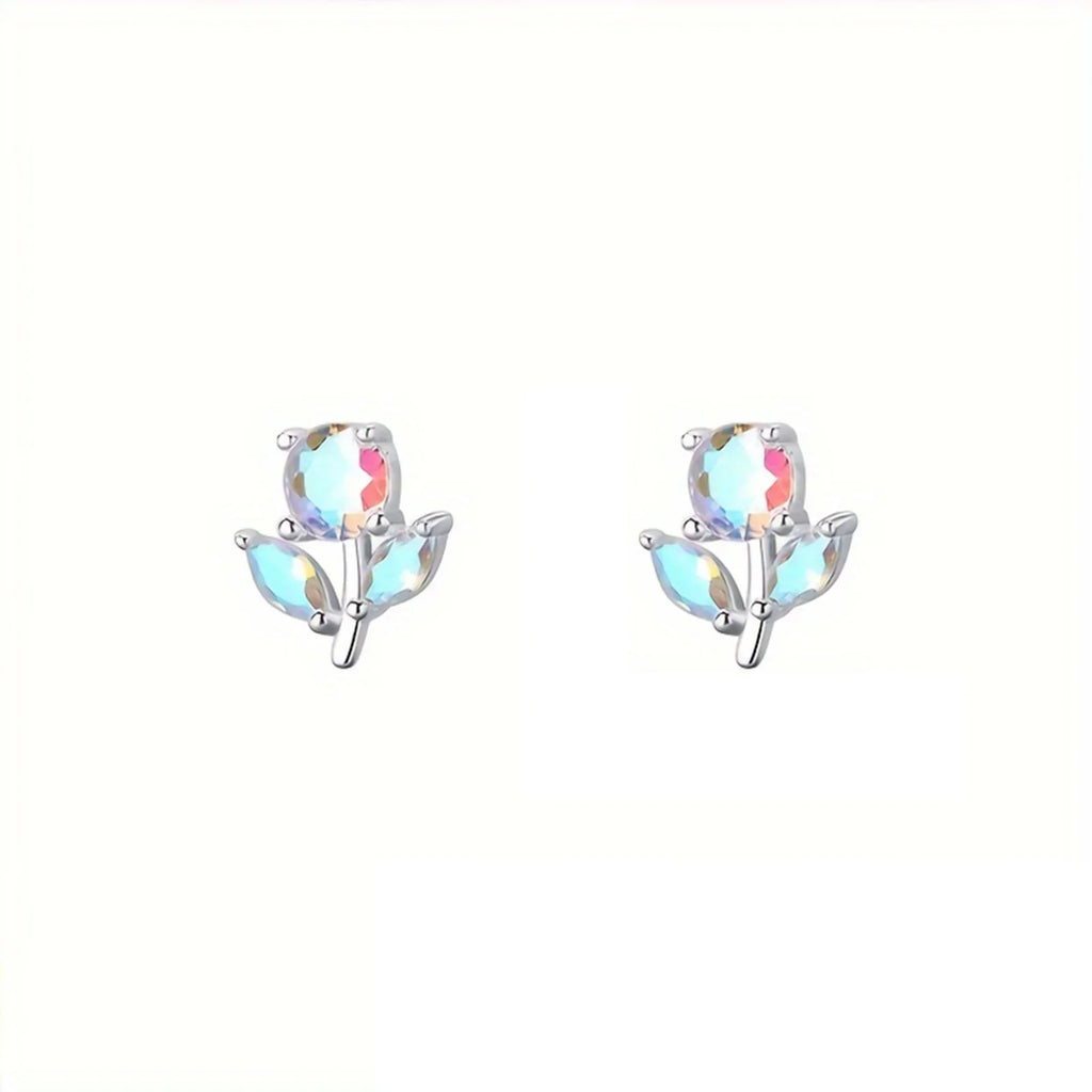 Fruit Bubble Colorful Zircon Flower Earrings Women's Fashion Personality Trendy Luxury Forest Earrings Versatile Ins