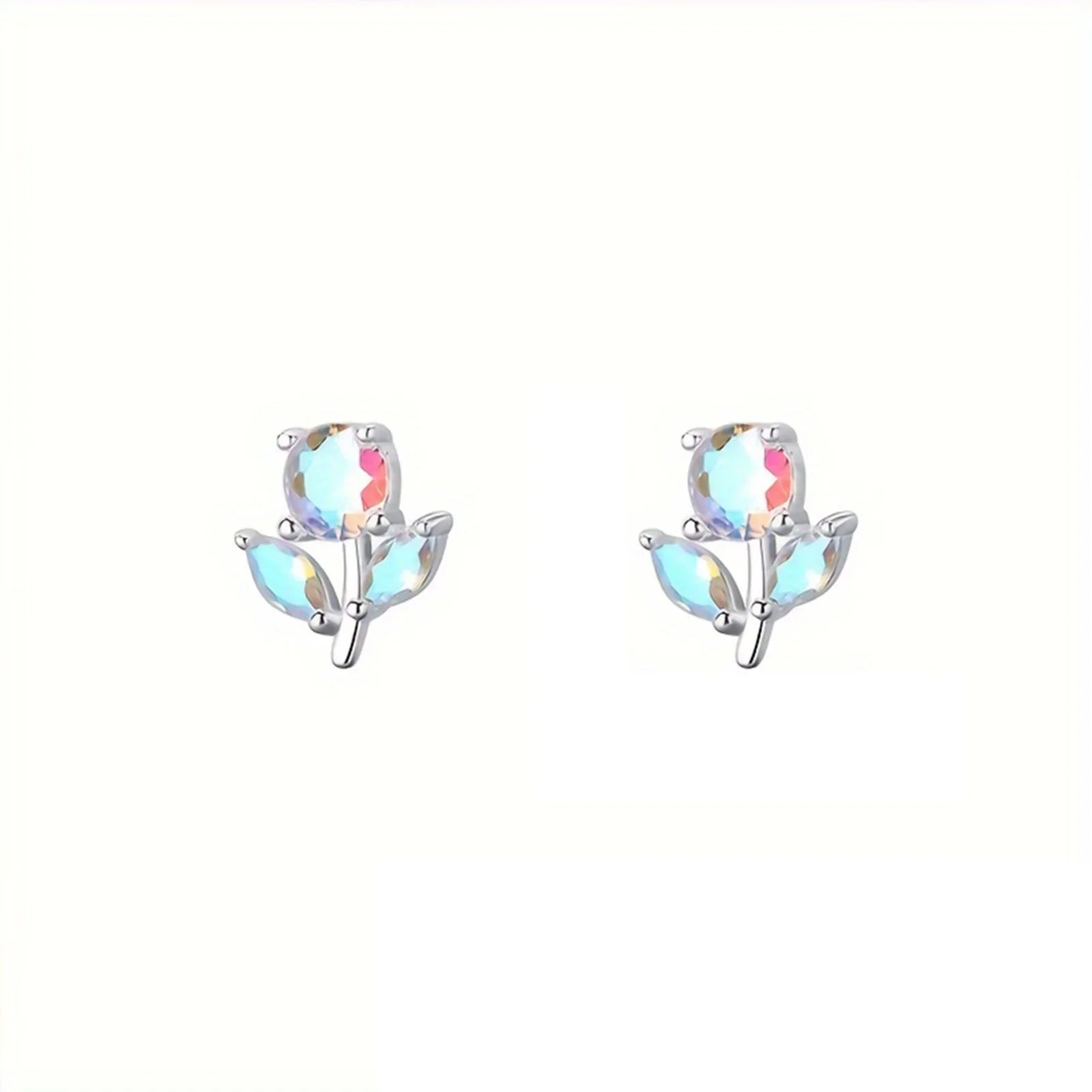 Fruit Bubble Colorful Zircon Flower Earrings Women's Fashion Personality Trendy Luxury Forest Earrings Versatile Ins
