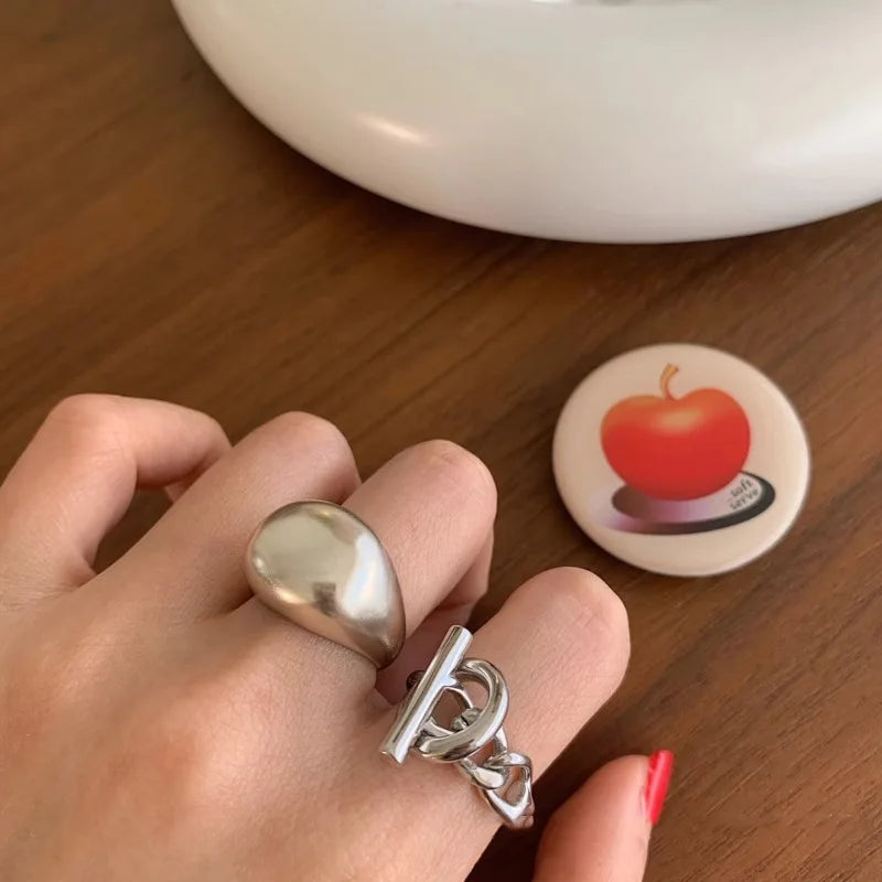 925 Sterling Silver Chain Simple Geometry Adjustable Ring For Women Fashion Wedding Fine Jewelry Wholesale Jewellery