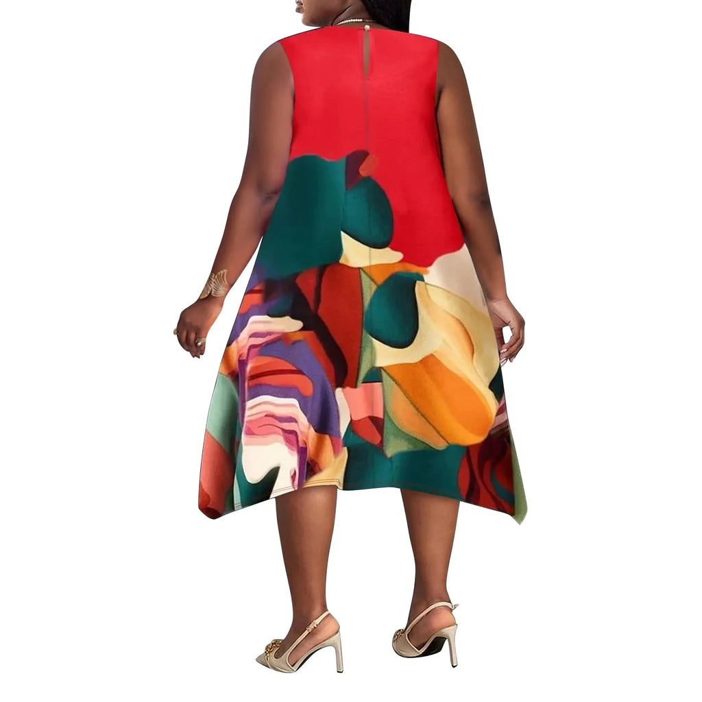 Women's Plus Size Sleeveless Midi Dress - Casual
