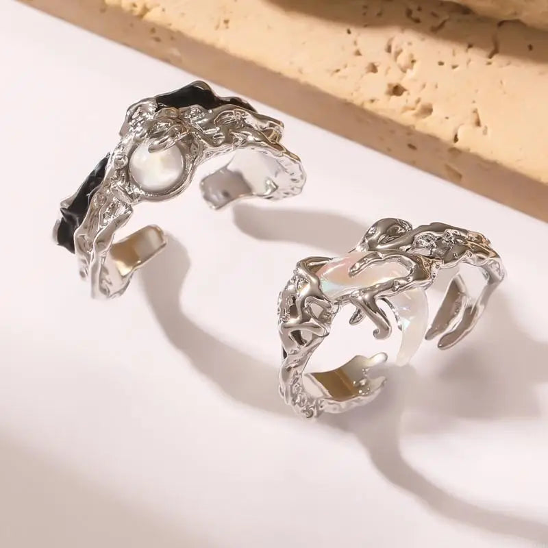 2pcs Irregular Sun Moon Ring with Small Texture Light Luxury Jewelry Personalized Versatile Cosplay DIY Props for Couple Gifts