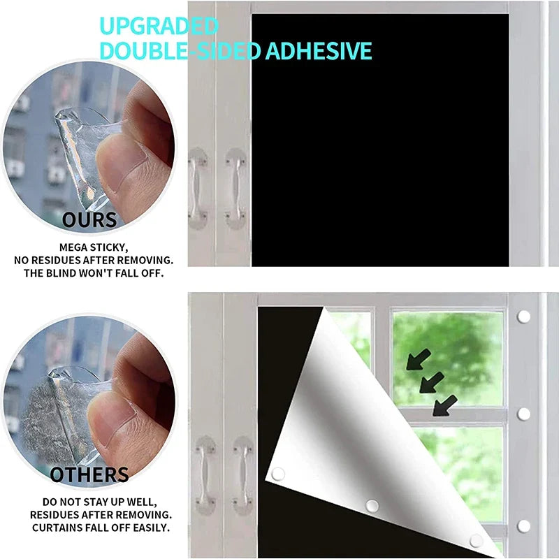 Removable Blackout Window Cloth, 100% Light Blocking Privacy Curtain