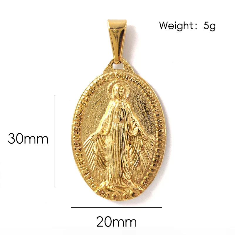 Hot Sale Virgin Mary Pendant Necklace - 18K Gold Plated & 316L Stainless Steel Religious Medallion, Catholic Gifts for Women Men
