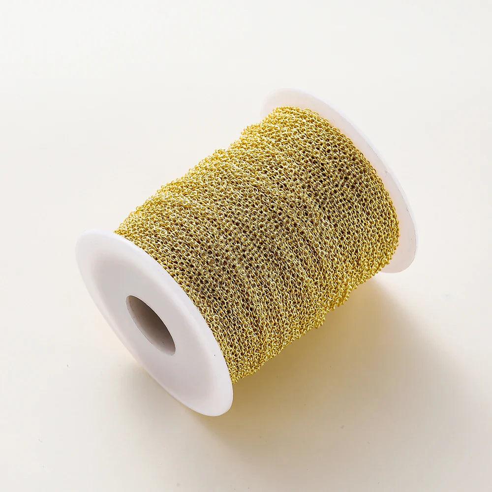 1Meter/lot 14K 18K Gold Plated Brass Metal Round Link Cable Chains DIY Jewelry Making Chain For Needlework Jewelry Accessories