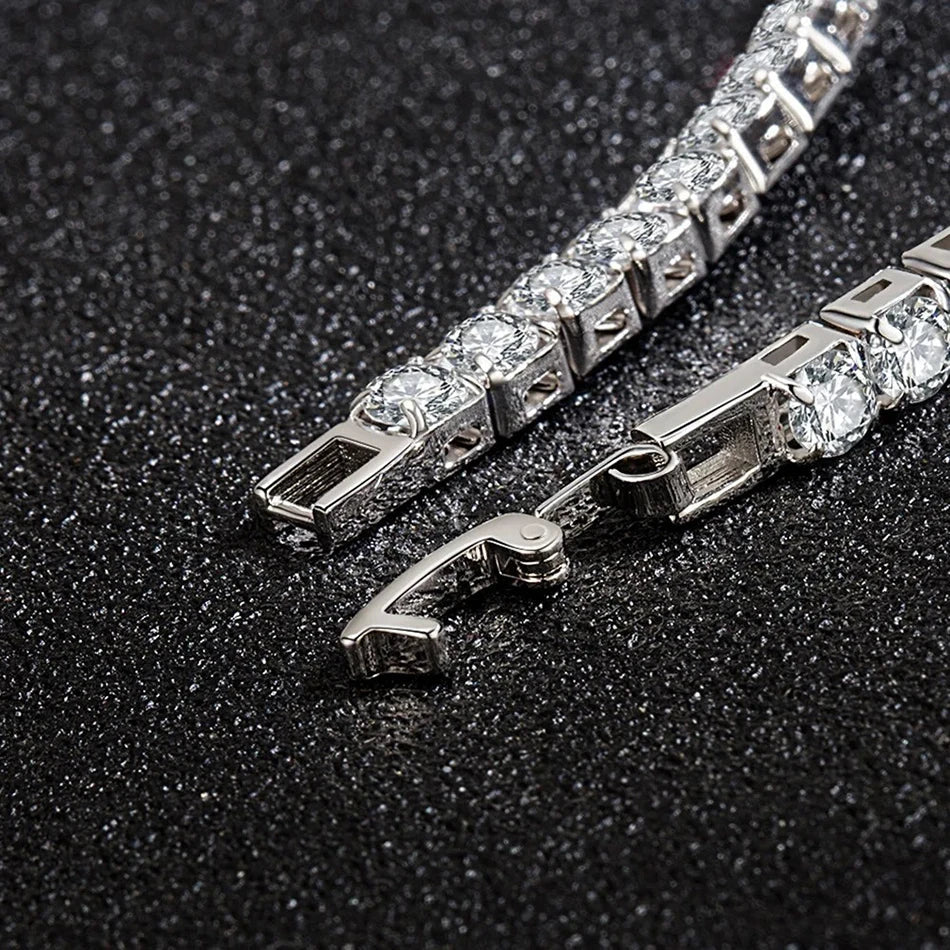 ALIZERO S925 Sterling Silver Bracelet Zirconia Tennis Ball Women Fashion Simple Engagement Wedding Charm Jewelry 4mm 16-23cm