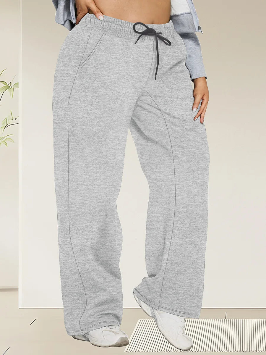 Wide Leg Lounge Trousers with Drawstring Waist and Pockets - Image 31