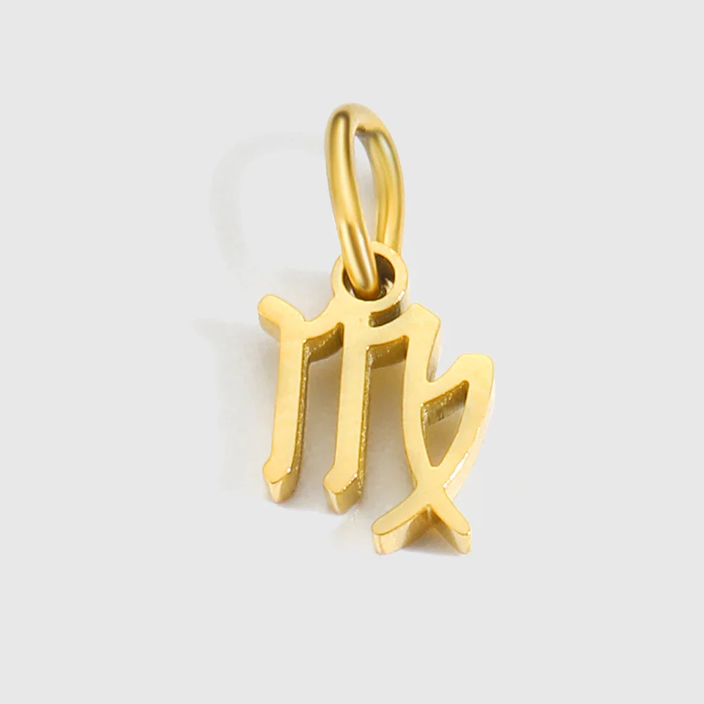 12 Zodiac Signs Pendant Accessories Stainless Steel Constellation Necklace Birthday Gift