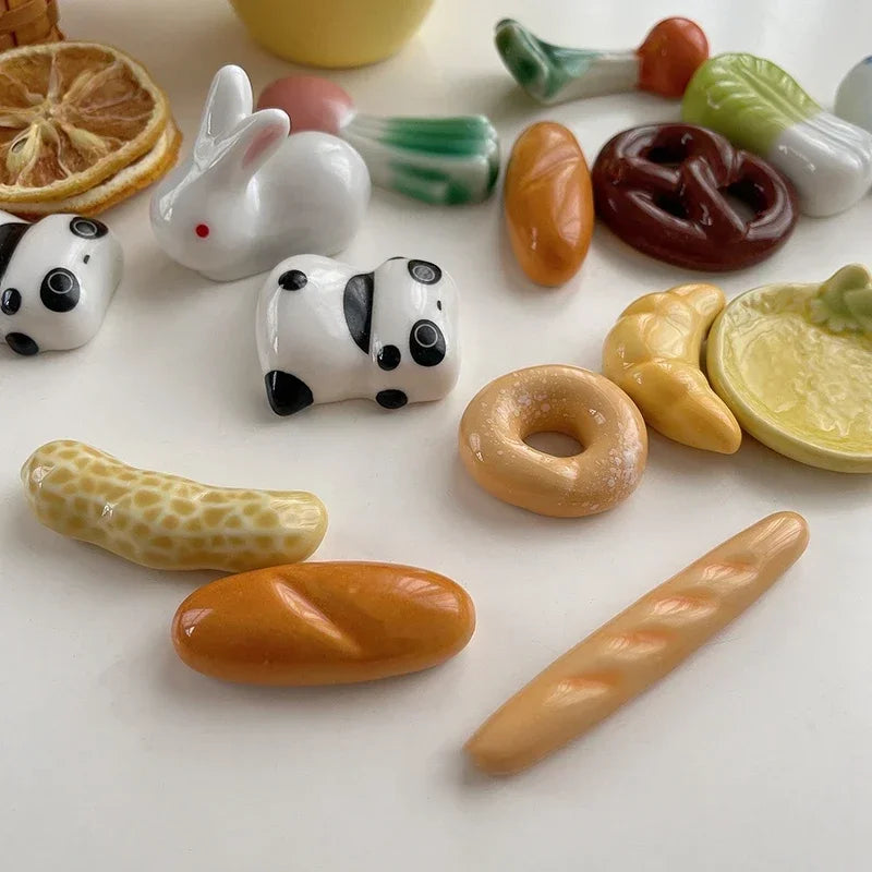 Ceramic Food Shaped Decorative Chopsticks Holder Set