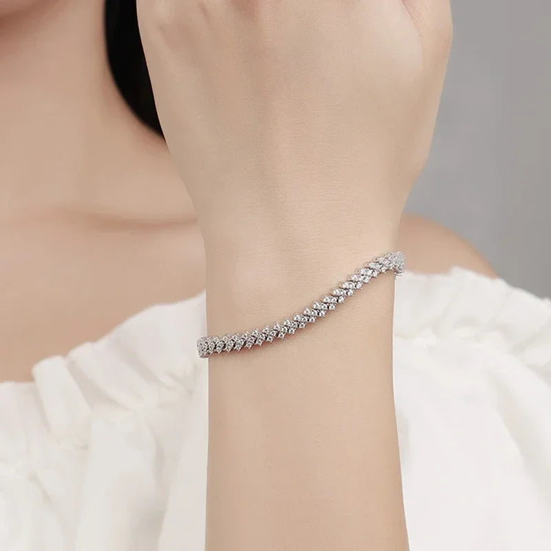 NeeTim Moissanite Tennis Bracelet 925 Sterling Silver Lab Diamond Bracelets with White Gold Plated  Fine Jewelry For Women