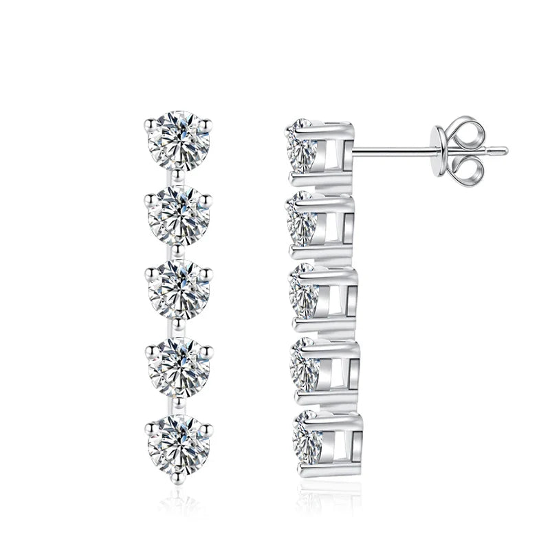 NeeTim 3mm Full Moissanite Earring For Women Wedding Fine Jewely 925 Sterling Sliver With White Gold Plated Party Studs Earrings