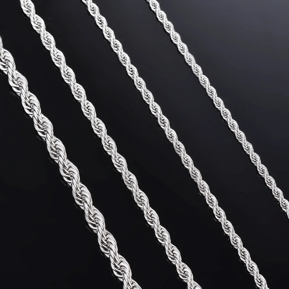 1 Pcs 925 Sterling Silver Width 2/3/4MM Rope Chain Necklace/Bracelet For Men Women Men Fashion Chain Necklace