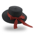 Women's Wide Brim Straw Bucket Hat with Ribbon Bowknot
