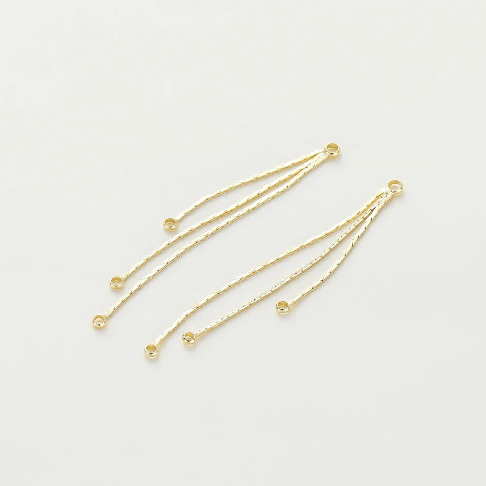 4Pcs/Lot 58mm 14K/18K Gold Color Plated Brass Chain Tassel Charms for DIY Earrings Jewerly Making Findings Accessories