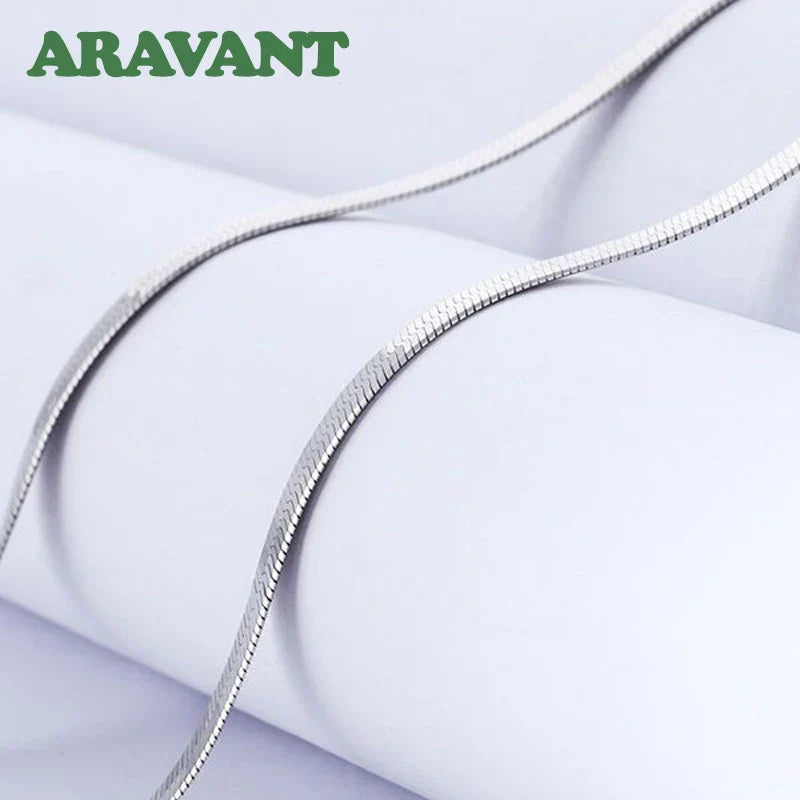 Aravant 925 Silver 4MM Snake Bone Necklace Chain For Women Men Fashion Jewelry