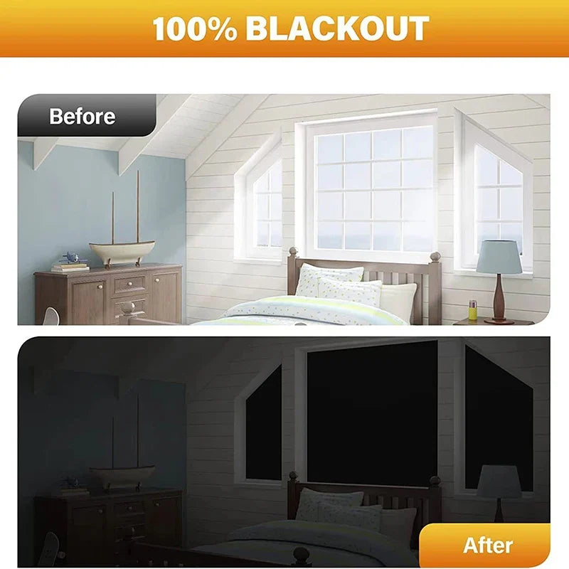 Removable Blackout Window Cloth, 100% Light Blocking Privacy Curtain