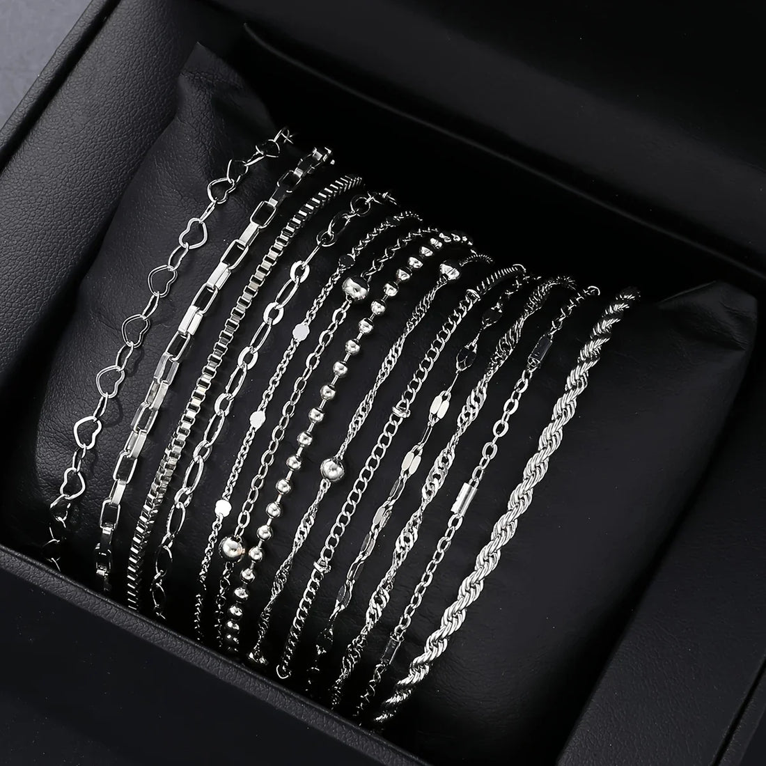 13Pcs/Set Stainless Steel Bracelet for Women, Silver Gold Color Multi Style Combination Chain, Waterproof Exquisite Jewelry Gift