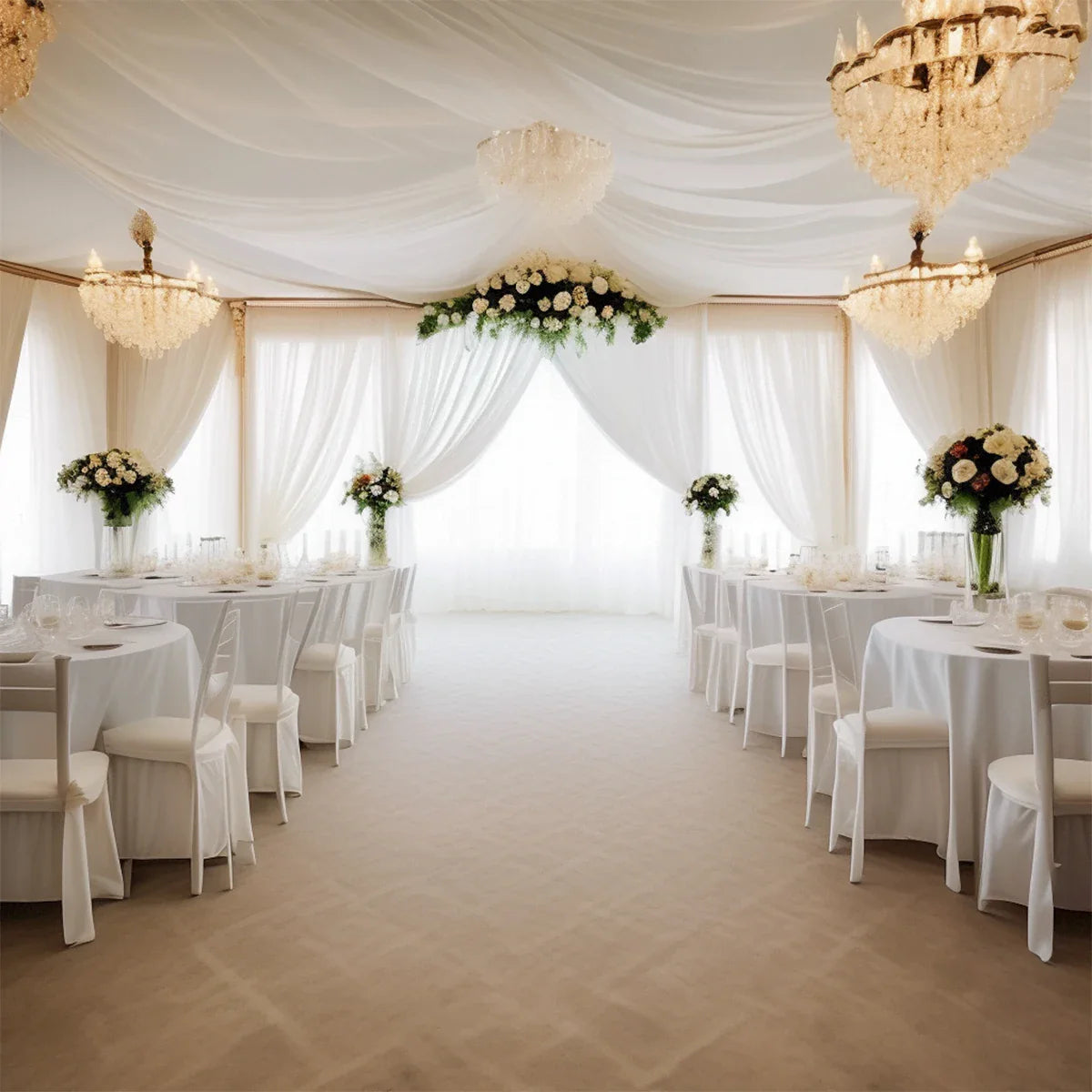 White Wedding Decoration Tulle Roll Crystal Organza Sheer Fabric For Wedding Birthday Party Backdrop Weeding Chair Sashes Decor