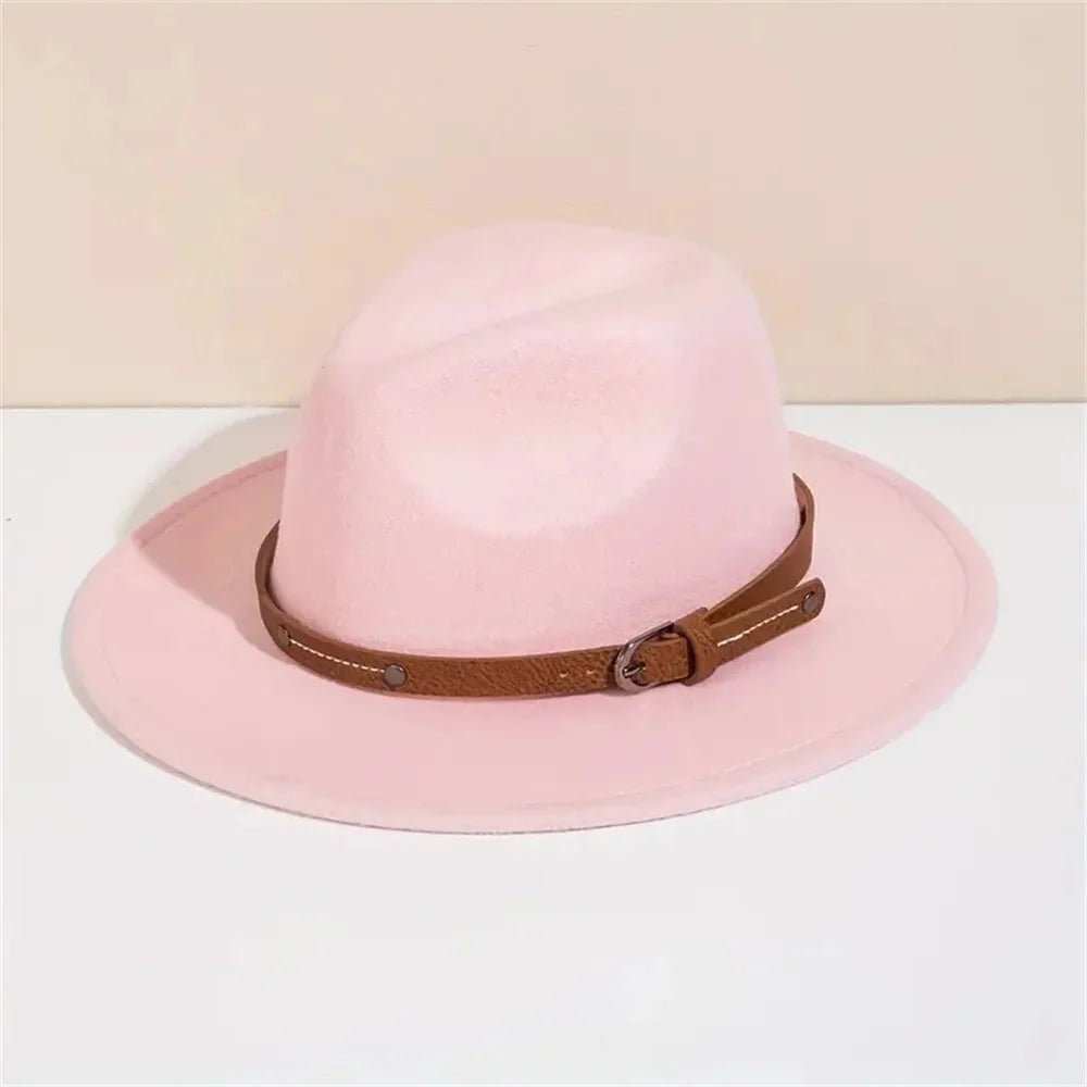 Unisex Wool Fedora – Flat-Brim Felt Hat for Fall & Winter