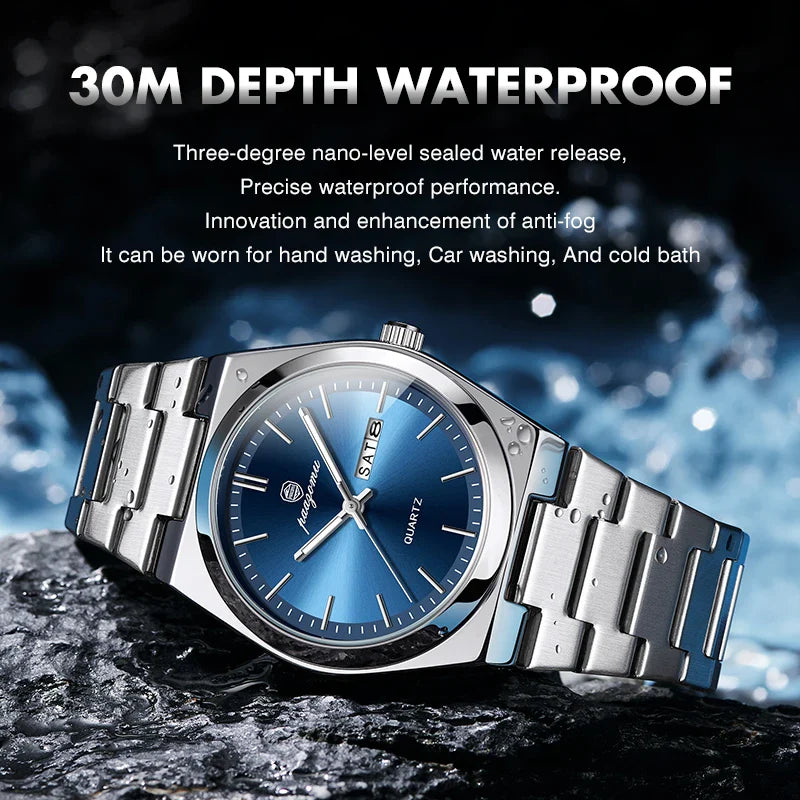 PAAZOMU Luxury Sport Quartz Man Wristwatch Waterproof Luminous Date Week Men Watches Stainless Steel Men's Watch Male Reloj+box