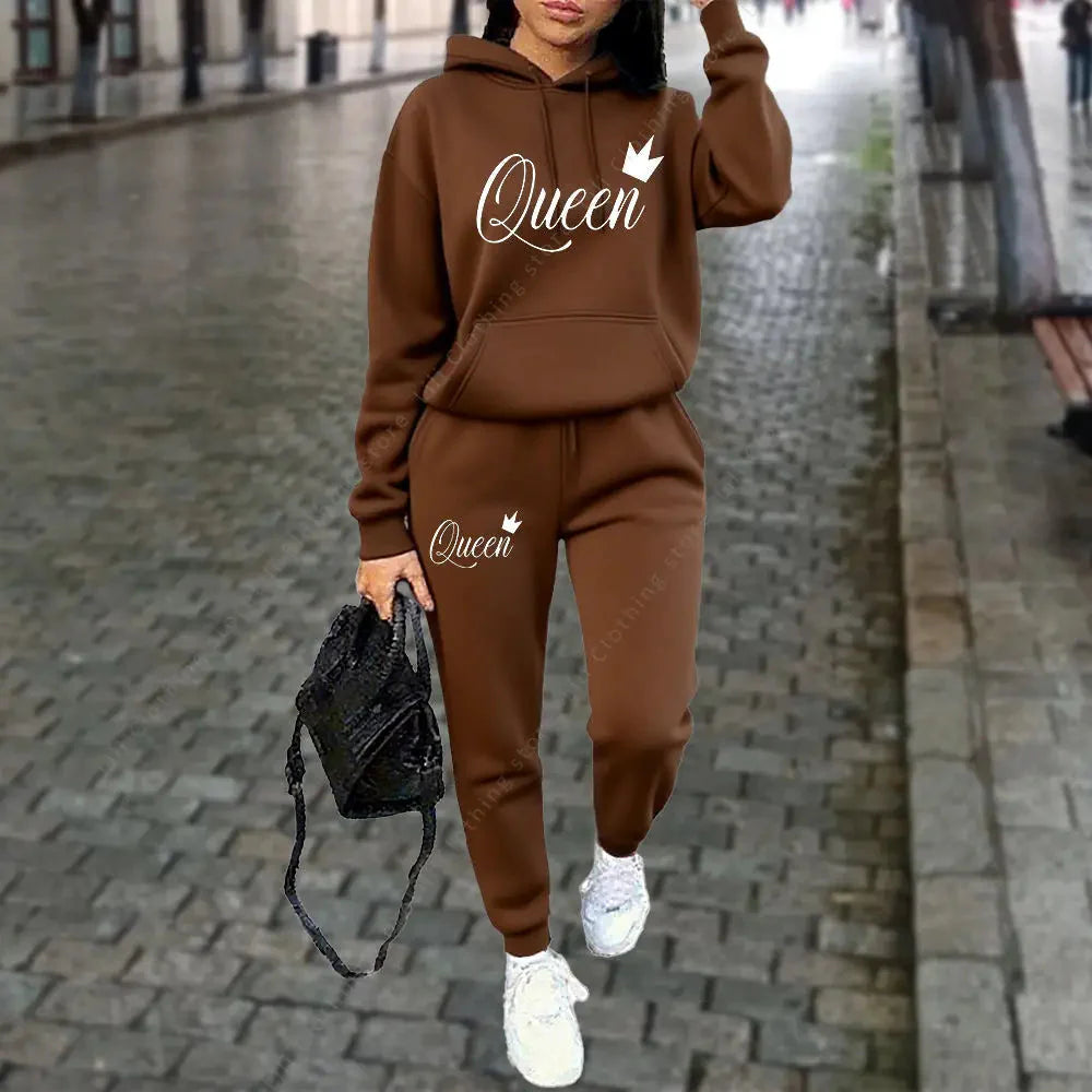 Women’s Queen Graphic 2-Piece Hoodie and Jogger Tracksuit Set - Image 13