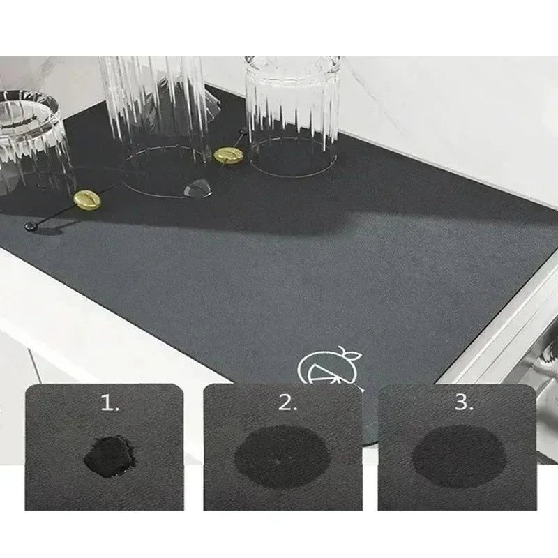 One White Floral Print Tableware Drying Mat Daily Decorative Drying Pad Countertop Absorbent Placemat Refrigerator Mat