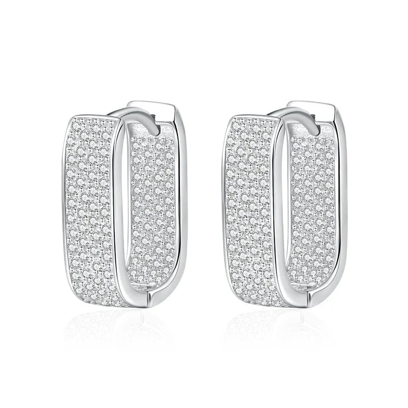 NeeTim Full D Color Sparkling Moissanite Earrings 925 Sterling Silver Classic Shining Hoop Earrings For Women Wedding Jewelry