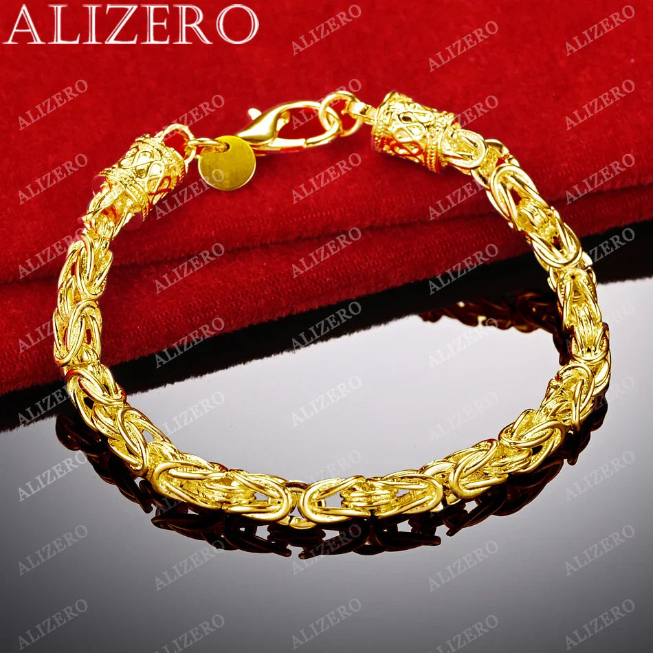 ALIZERO 18K Gold Bracelet 5mm Faucet Chain Bracelets For Men Woman Fashion Wedding Party Gift Fine Jewelry Wholesale