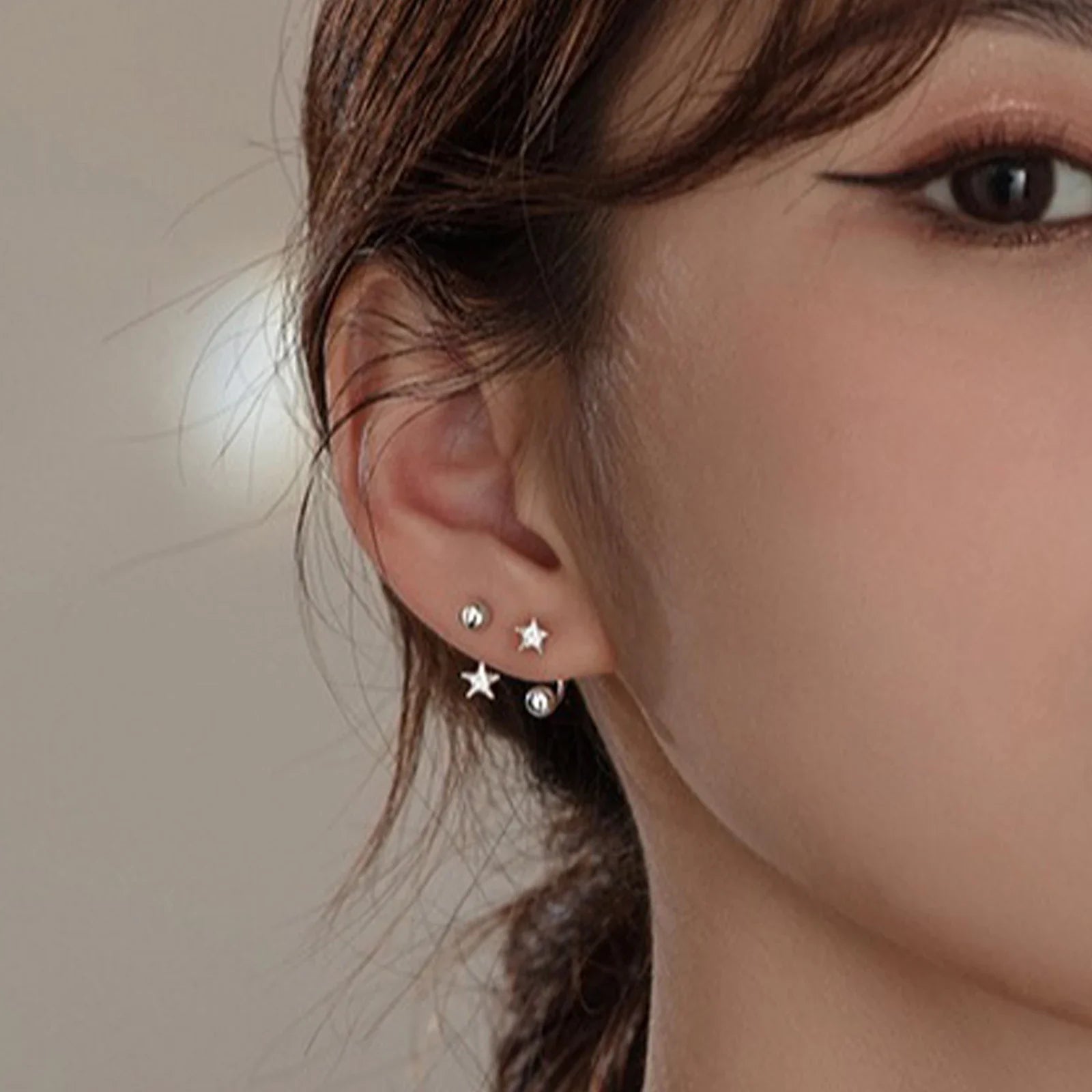 925 Silver Star Flash Crystal Summer Small Fresh Female 2022 New Trendy Personality Earrings