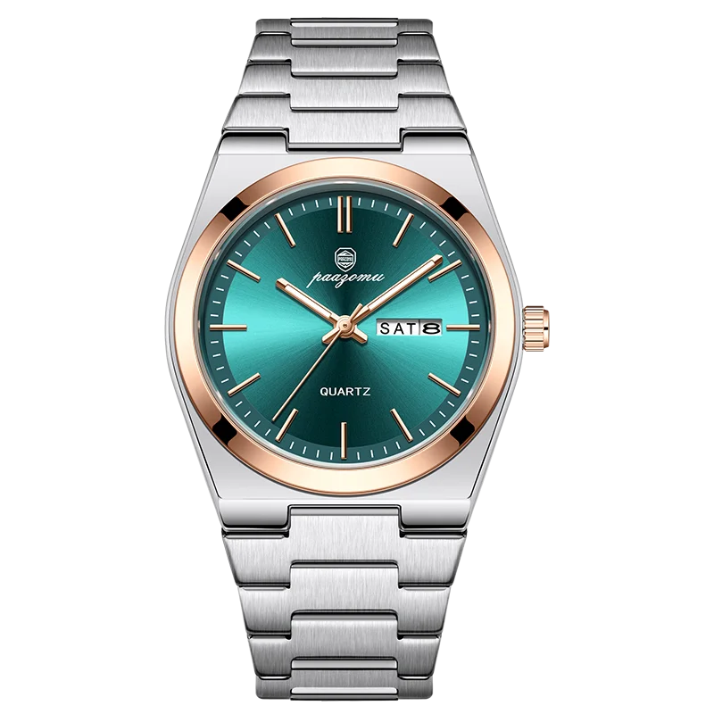 PAAZOMU Luxury Sport Quartz Man Wristwatch Waterproof Luminous Date Week Men Watches Stainless Steel Men's Watch Male Reloj+box