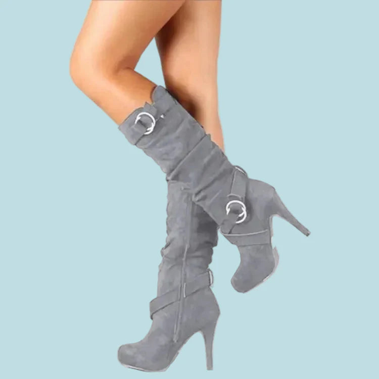 Women's Suede Knee High Platform Boots