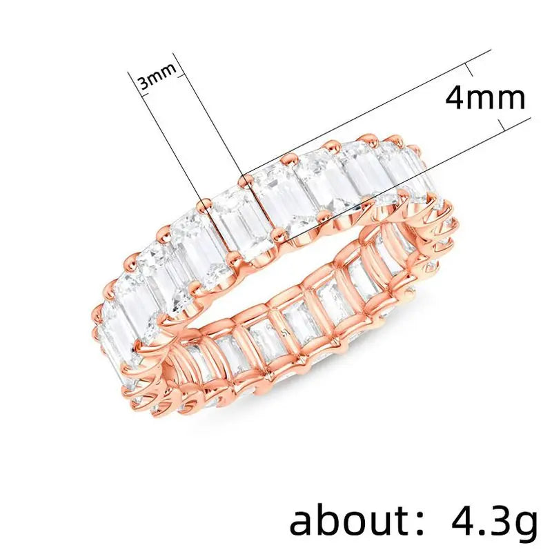 925 Sterling Silve Gorgeous Promised Rings Love Wedding Jewelry Full Paved Square Crystal Zircon Elegant Women Engagement Ring