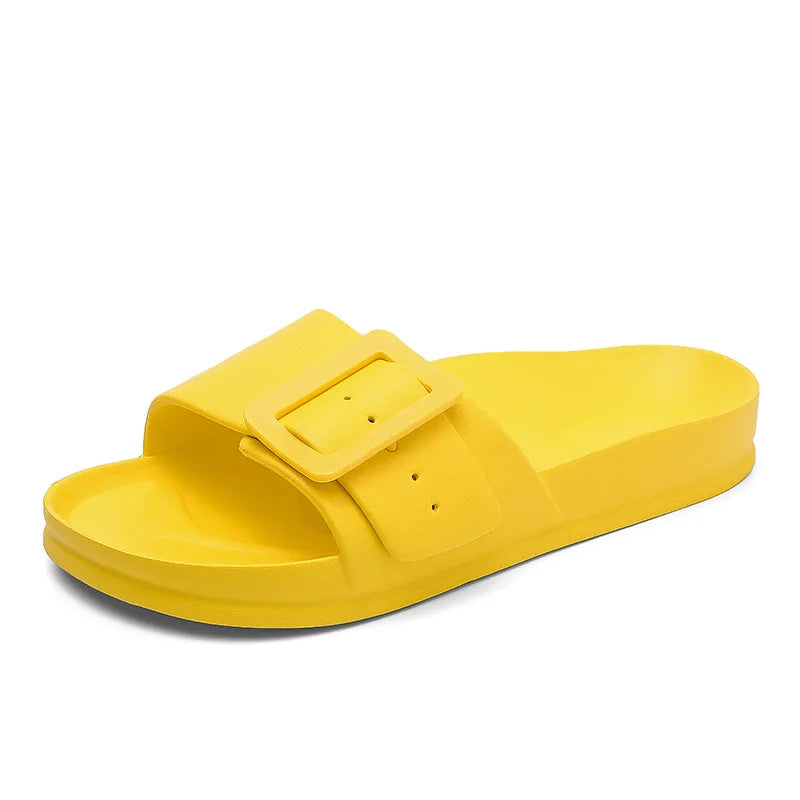 Women's EVA Square Buckle Comfort Slides Lightweight Casual Sandals - Image 7