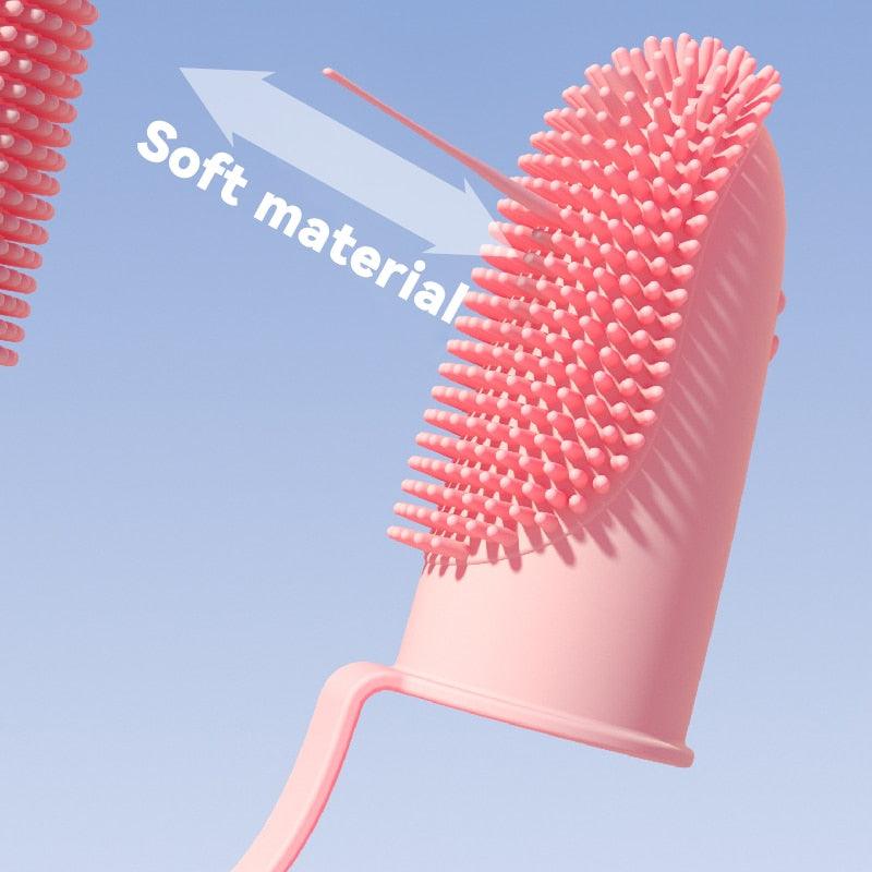 Dual Finger Pet Toothbrush for Dogs & Cats - Pastel Silicone Tool