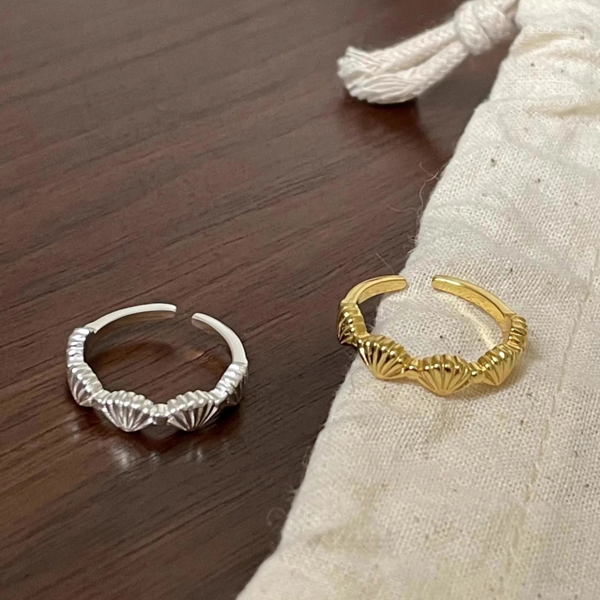 Fashion 925 Sterling Silver Shell Adjustable Rings Luxury Jewelry For Women Accessories Wholesale