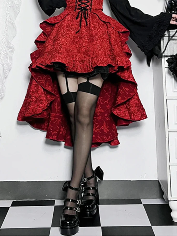 Alt Goth Fairy core Grunge Lolita Skirt Women Dark Gothic