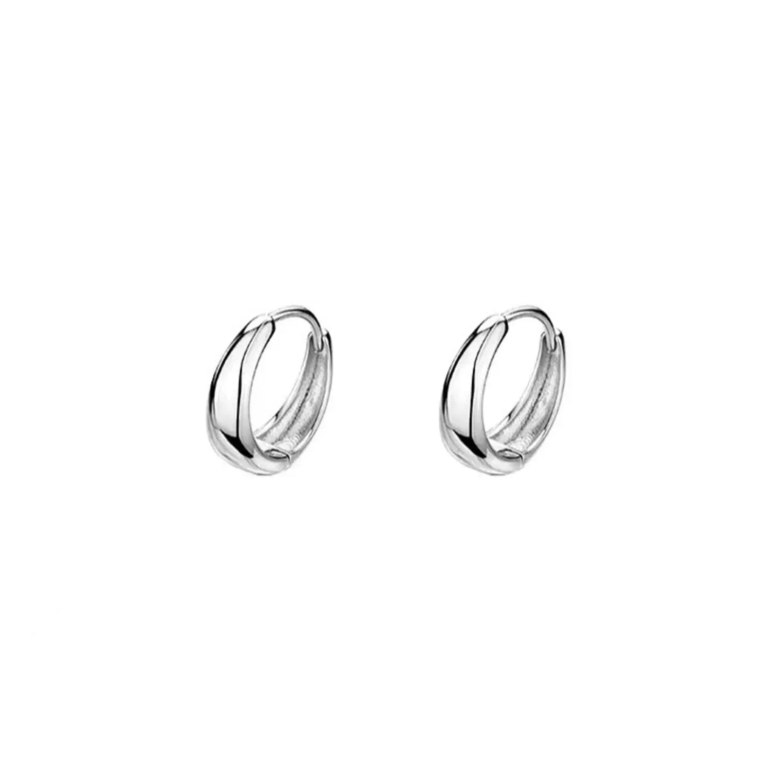925 sterling silver plain ring earrings, light luxury and high-end earring, elegant and simple earring for women