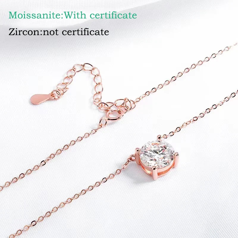 Smyoue 1-5CT Rose Gold Color Moissanite Necklace for Women D Color Sparkling Classic Lab Diamon Pendant Sterling Silver 925 100%